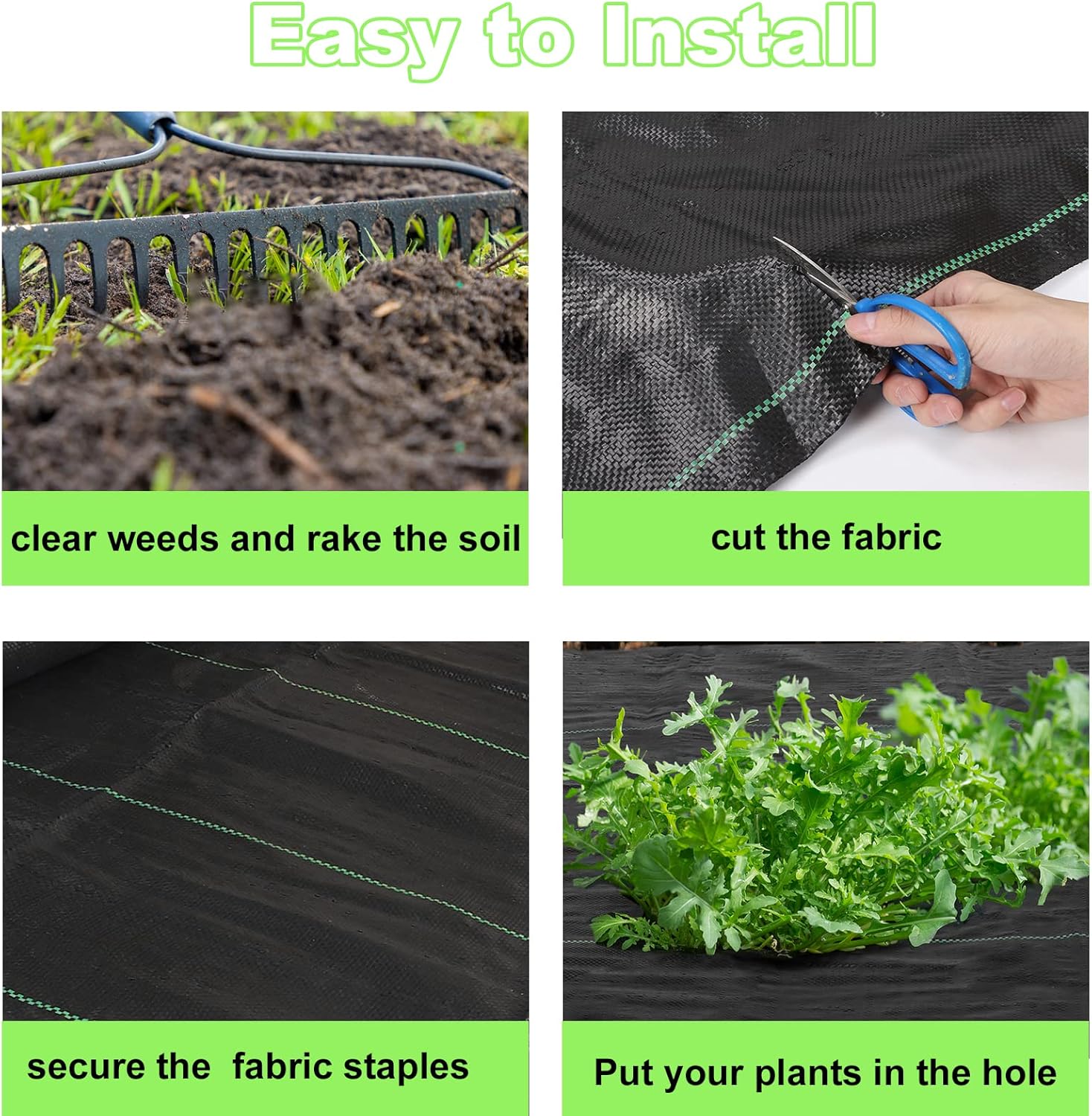ABQ Weed Barrier Landscape Fabric 2.67Ft×100Ft (260sqft), 3.2oz Heavy Duty Weed Block Gardening Mat, Garden Weed Control Ground Cover Cloth Fabric for Outdoor Underlayment Driveway
