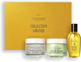 L'OCCITANE - Almond Amande Sublime Body Care Trio Giftset | Almond Amande Scrub, Shower Oil & Milk Concentrate - Gently cleanses, moisturises and softens the skin - Made in France