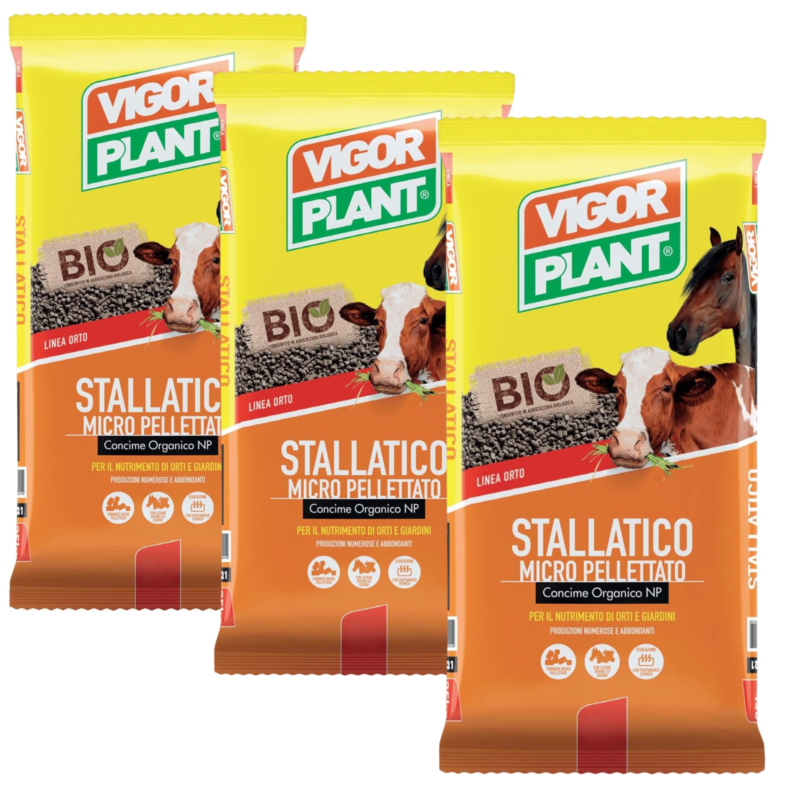 50 Kg Concime Orchidee Organico Biologico, Stallatico Micro Pellettato - Concime Piante Verdi, Letame Bovino ed Equino a Lento Rilascio con Azoto e Acidi Umici per Orto, Giardino e Coltivazioni