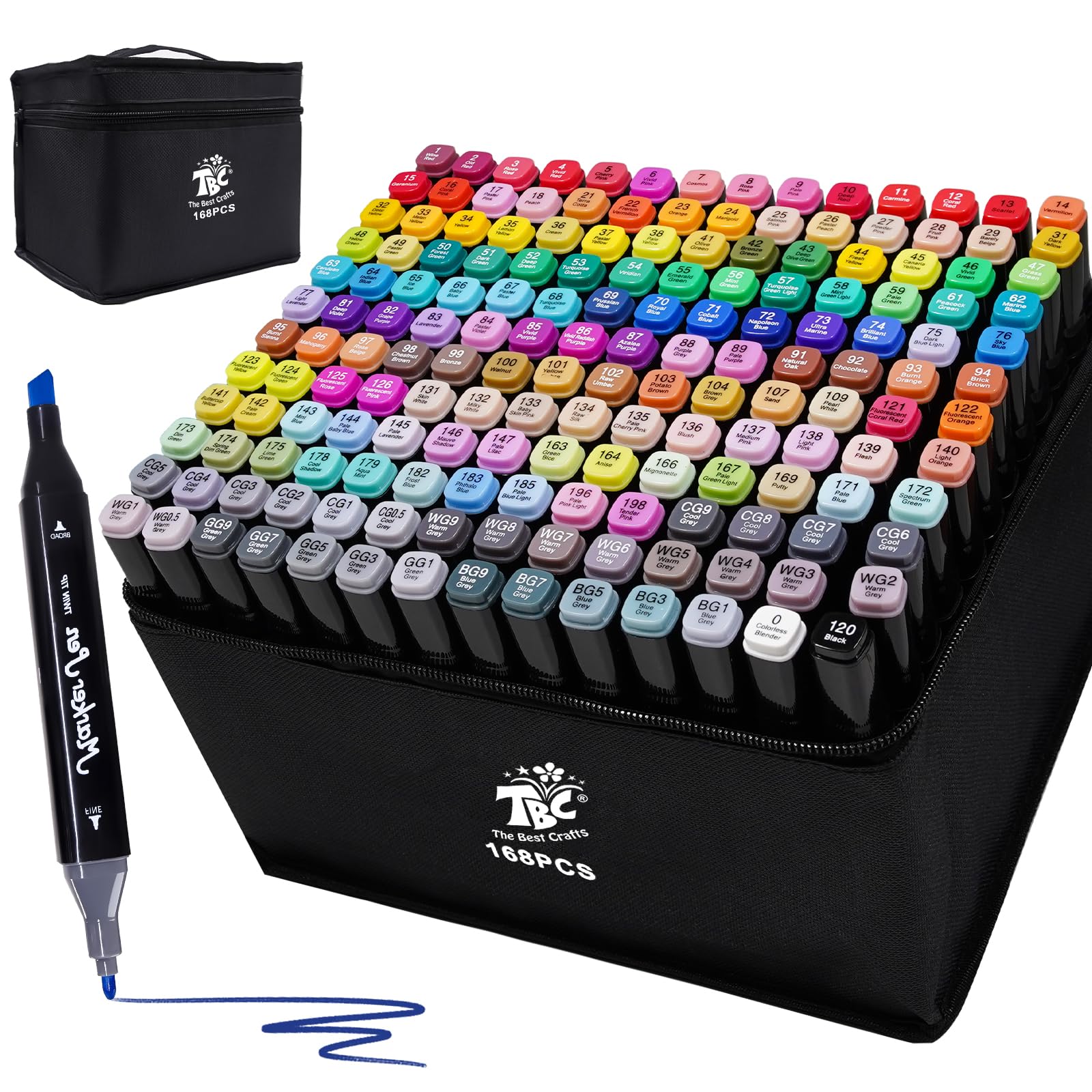TBC The Best Crafts 168 Farben alkohol marker, doppelseitiger alcohol marker, schnell trocknend und Permanenter alkoholmarker set für Malerei, Design, Manga