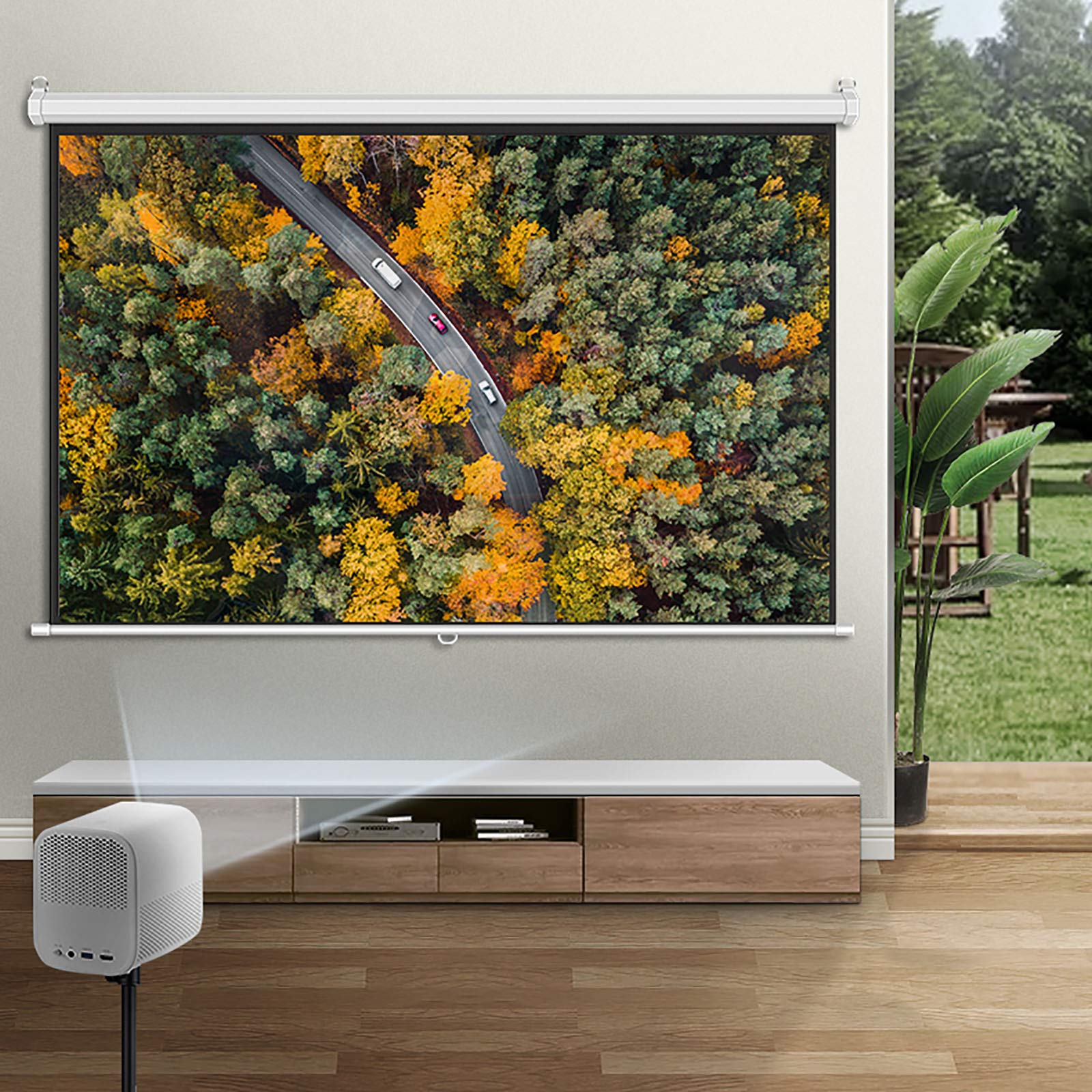 Przenośny ekran projekcyjny 4:3/16:9 HD Ręczny rozwijany ekran projekcyjny z automatycznie blokowanym składanym ekranem projekcyjnym, do kina domowego w biurze na zewnątrz w pomieszczeniu (72) (72 c