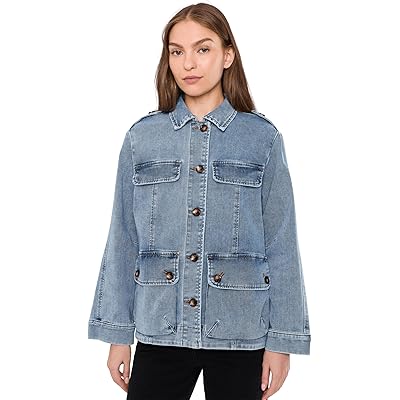 KUT from the Kloth Callista-Oversize Denim Jacket w/ Front Opening constructed