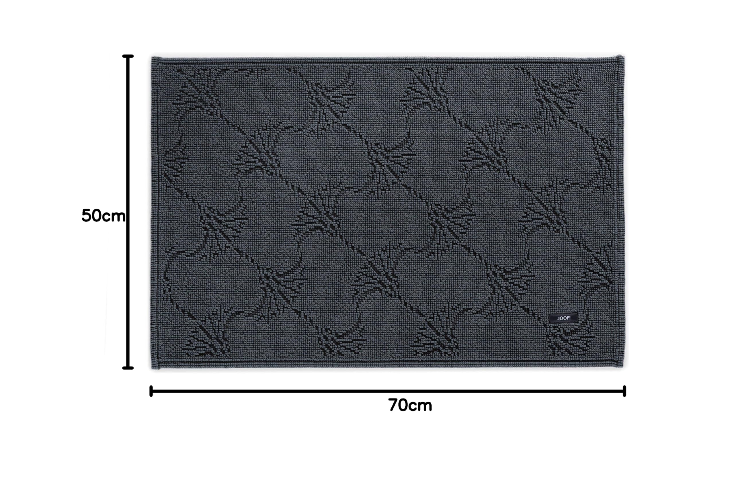 Joop! 085 - Tapis de bain design New Cornflower, Coton, anthracite, 50 x 70 cm