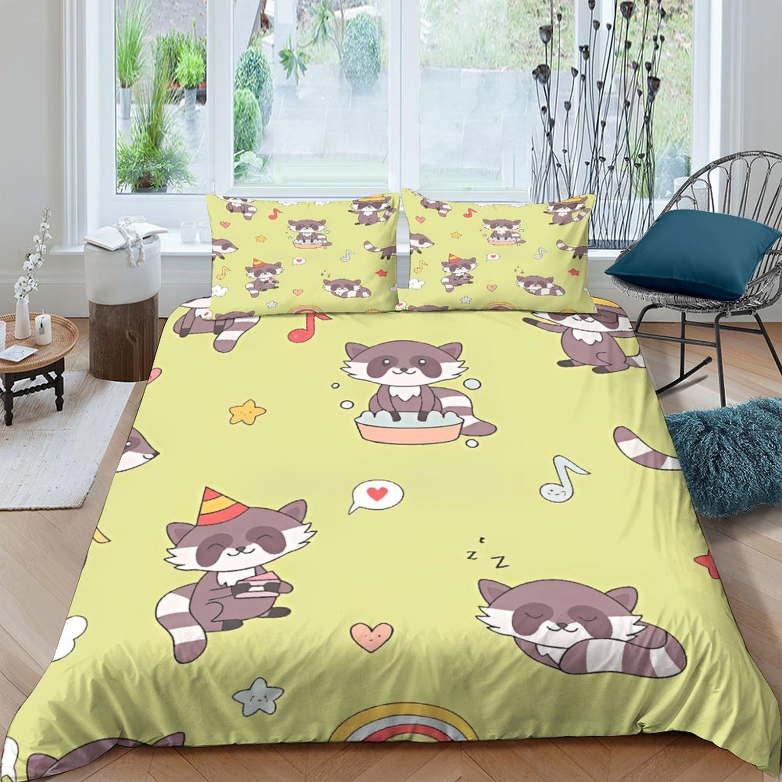 Housses de couettes raton laveur avec fermeture éclair pratique
