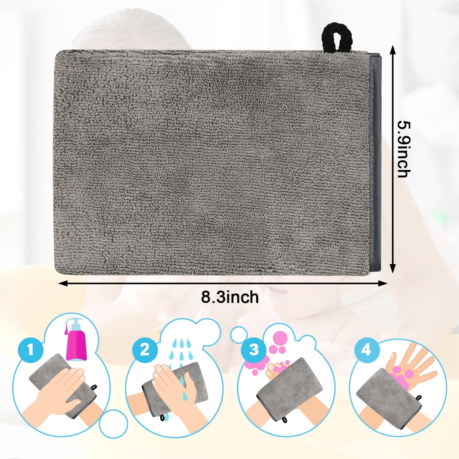 6 Guanti Da Bagno In Microfibra - Riutilizzabili, Assorbenti, 15x21 Cm, Per Viso E Corpo, Struccanti