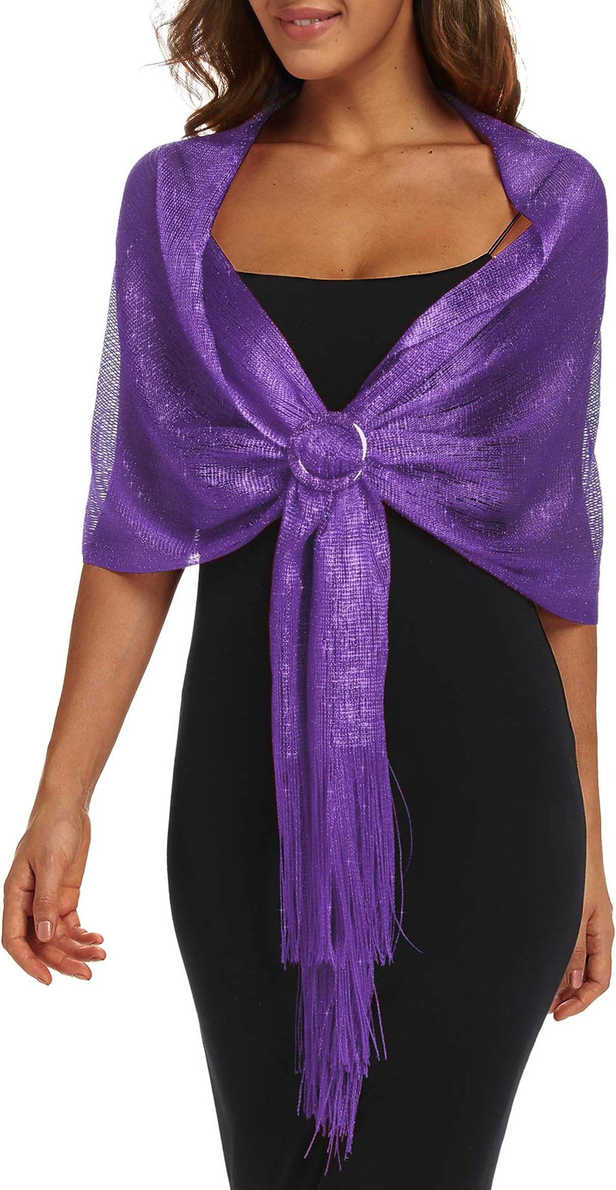 Sparkling Metallic Shawls and Wraps with Buckle for Evening Party Dresses Wedding Party