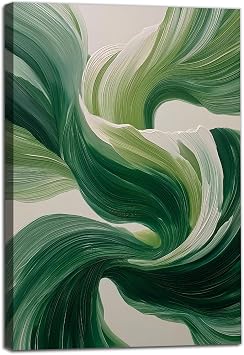 BACJUOPLDArt Emerald Green Abstract Wall Art Modern Abstract Painting Green and Beige Prints Fluid Art Pictures Emerald Artwork Modern Turquoise Picture for Living Room Bedroom 16x24inch No Frame