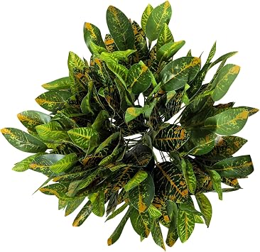 6 Bundles of Artificial Green Plants, Artificial Greenery, Fake Floral Plants Decor Outdoor Artificial Plants,Plastic Plants,Outdoor Large Decorative Flowers (Color Changing Wood)