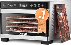 COSORI Desidratador de alimentos para carne secadora, controle de temperatura de 80 °C, máquina de secar 5 bandejas de aço inoxidável, 4 predefinições, temporizador 48H, para petiscos de cachorro,