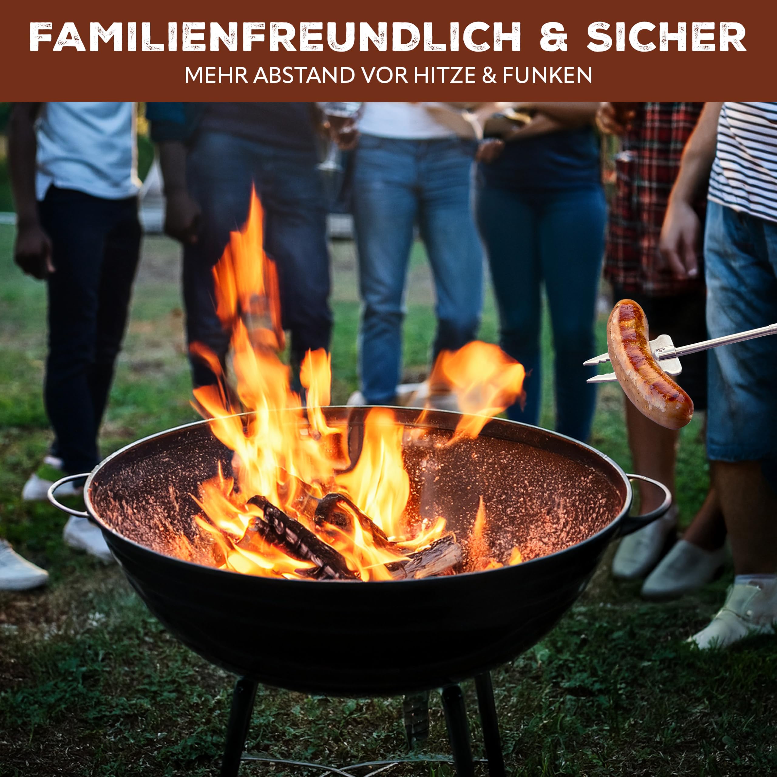 bremermann Teleskop-Grillgabel 2er Set // inkl. Tasche // Edelstahl & Bambus // ausziehbar für Marshmallow und Würstchen (4)