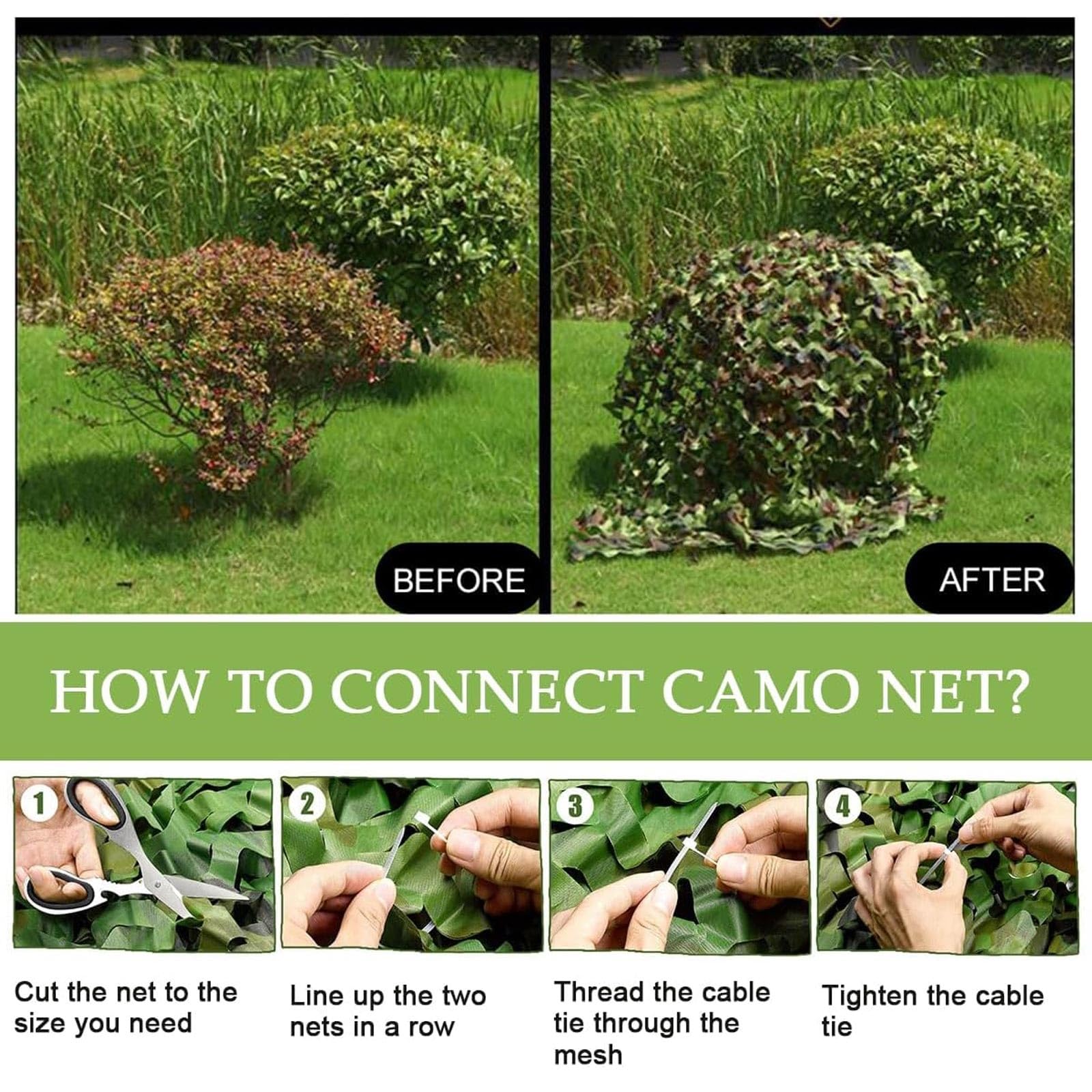 Genérico Red de Camuflaje para Caza 3x5m, Tela Oxford Militar para Escondite de Tiro, Observación de Aves, Equipo Táctico de Camping, Red Resistente Woodland para Bosque Sombra
