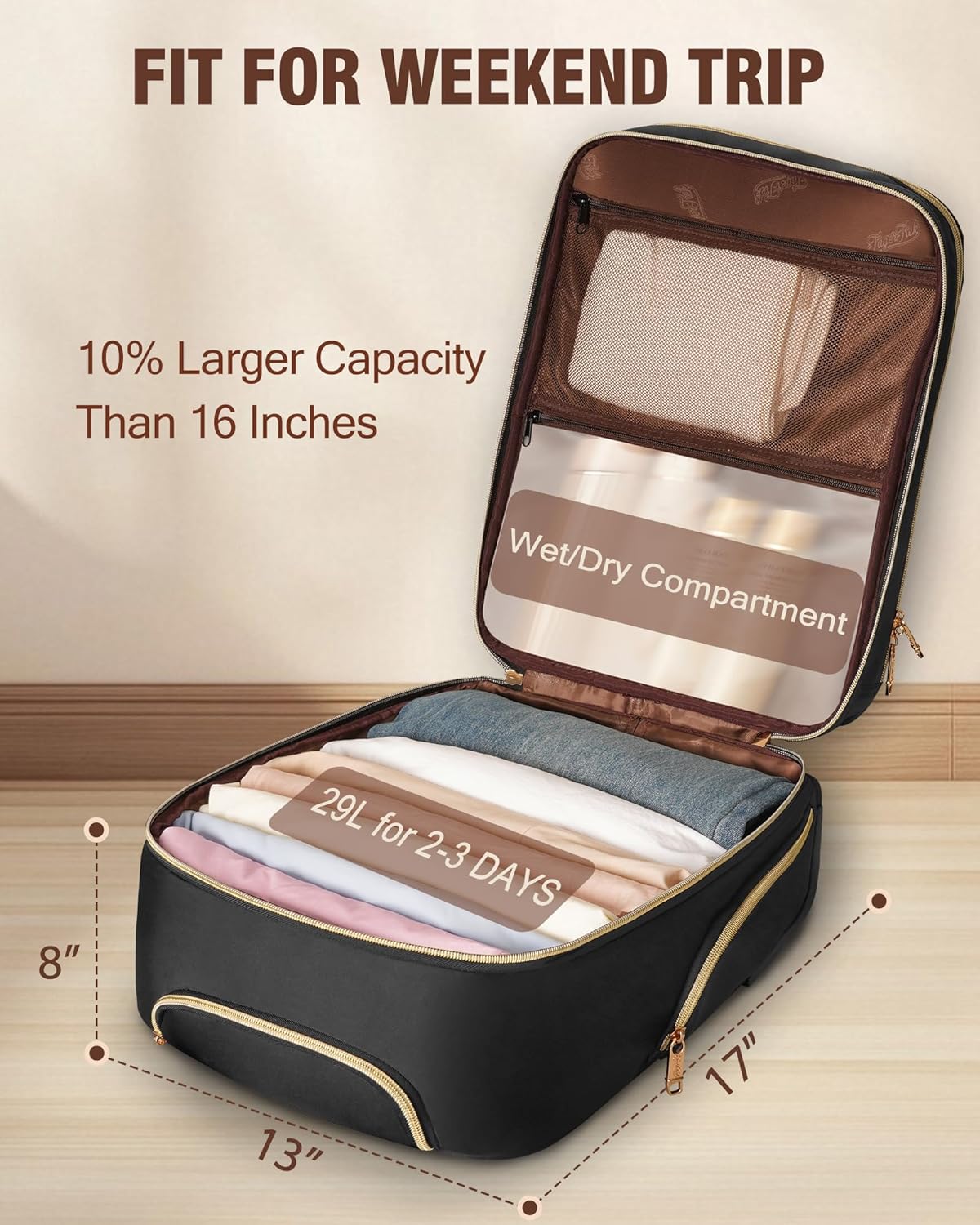 Underseat Carry On Luggage with Wheels, Airline Approved Personal Item Suitcase with Multiple Compartments, Lightweight Softside Under Seat Carry-on Suitcases for Women Travel Business, Black