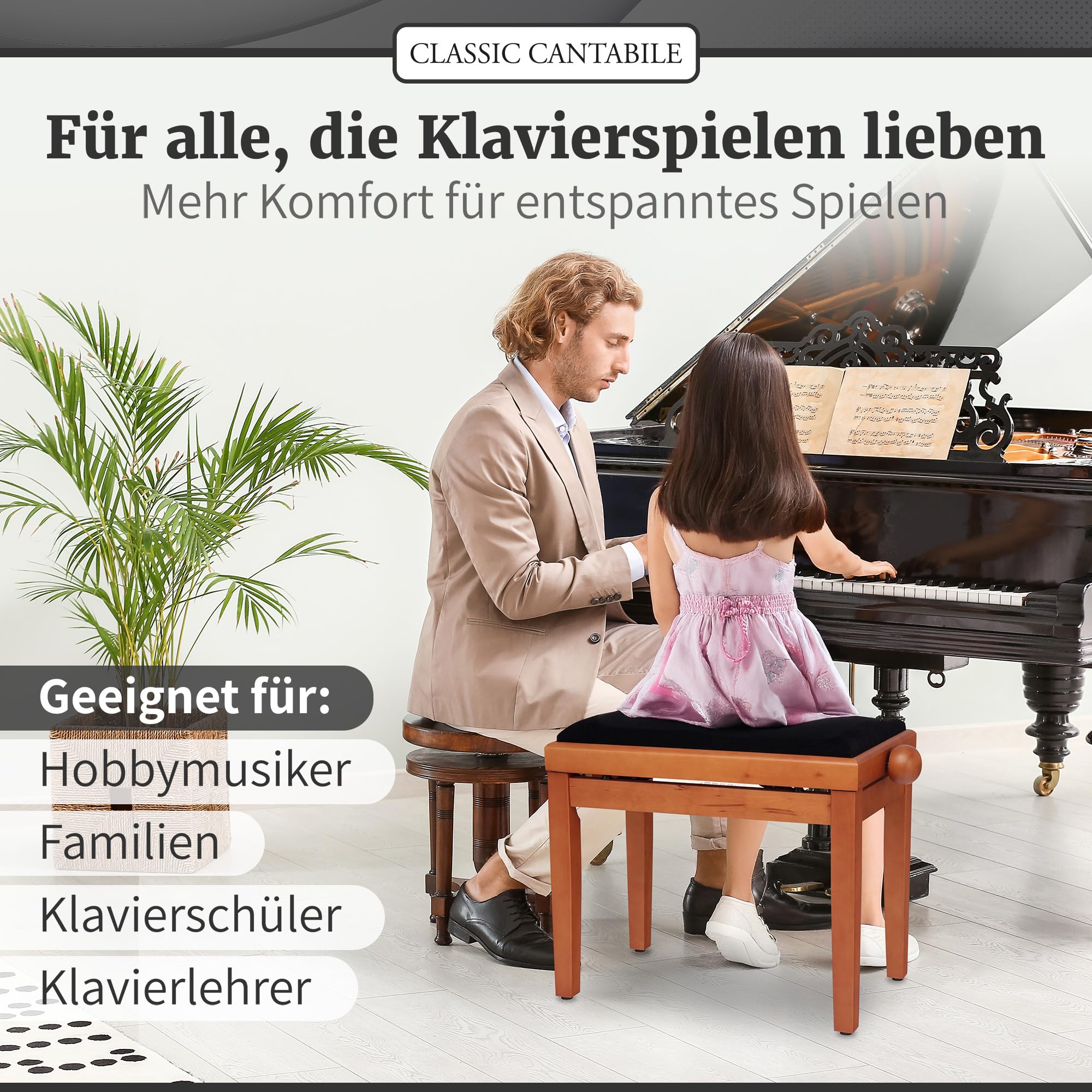 Classic Cantabile Panchetta per pianoforte faggio, massello