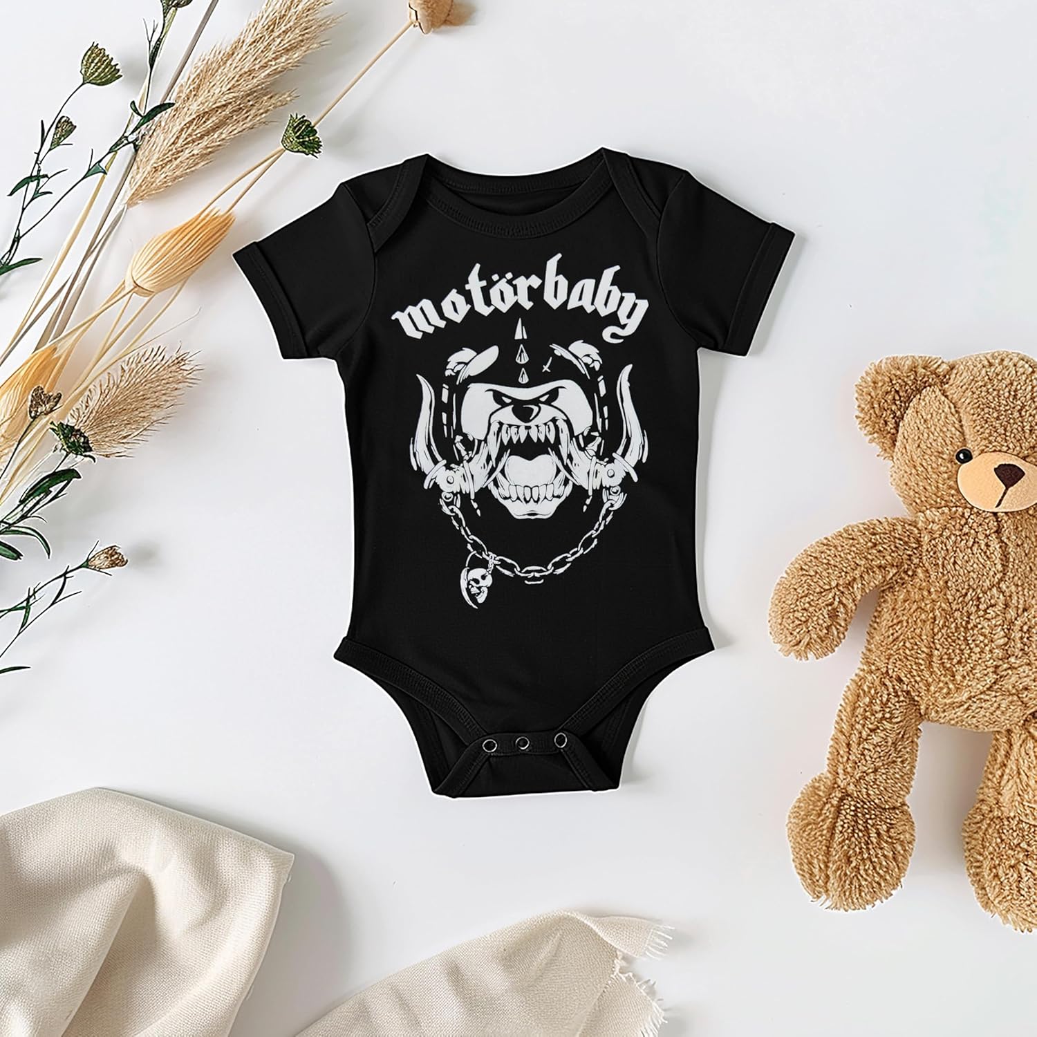 Metalhead in Training: Classic Band Emblem Baby Bodysuit