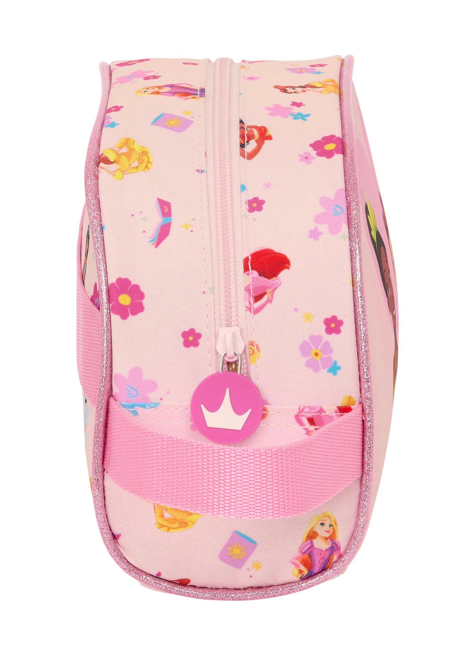 Princesas Disney Summer Adventures - Neceser Grande Niño, Neceser Infantil, Adaptable a Carro, Ideal para Niños de 5 a 14 Años, Cómodo y Versátil, Calidad y Resistencia, 26x16x9 cm, Color Rosa Claro