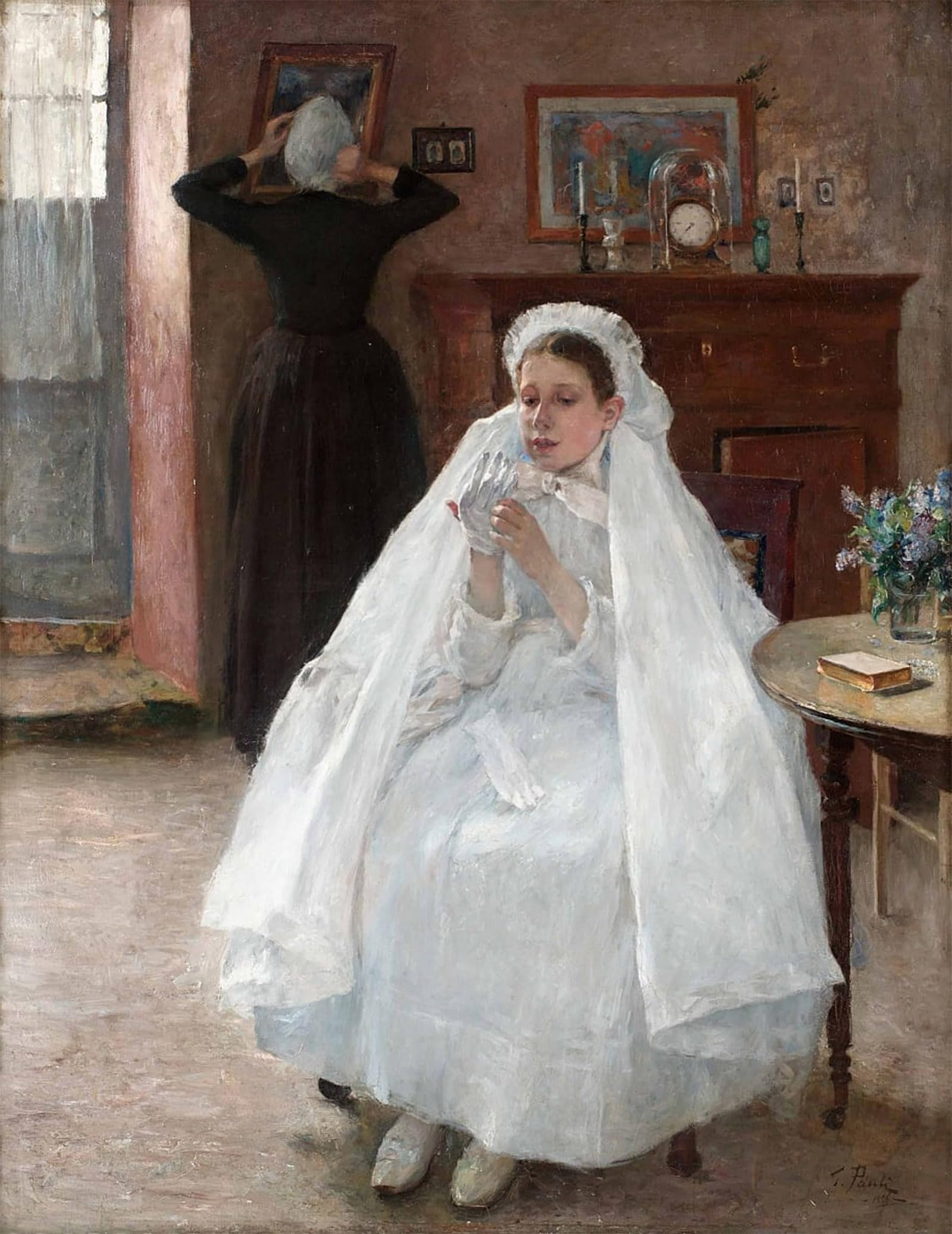 ARTXLXXBN Famous Prints Artwork Pictures Poster Painting Art Fransk Konfirmand by Georg Vilhelm Pauli Artwork Landscape Pictures for Home Decor 60x90cm