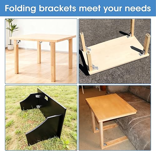 Miniatura 24 de Paquete de 4 bisagras de bloqueo para soportes de mesa plegables, soportes plegables de alta resistencia, bisagra plegable de bloqueo automático