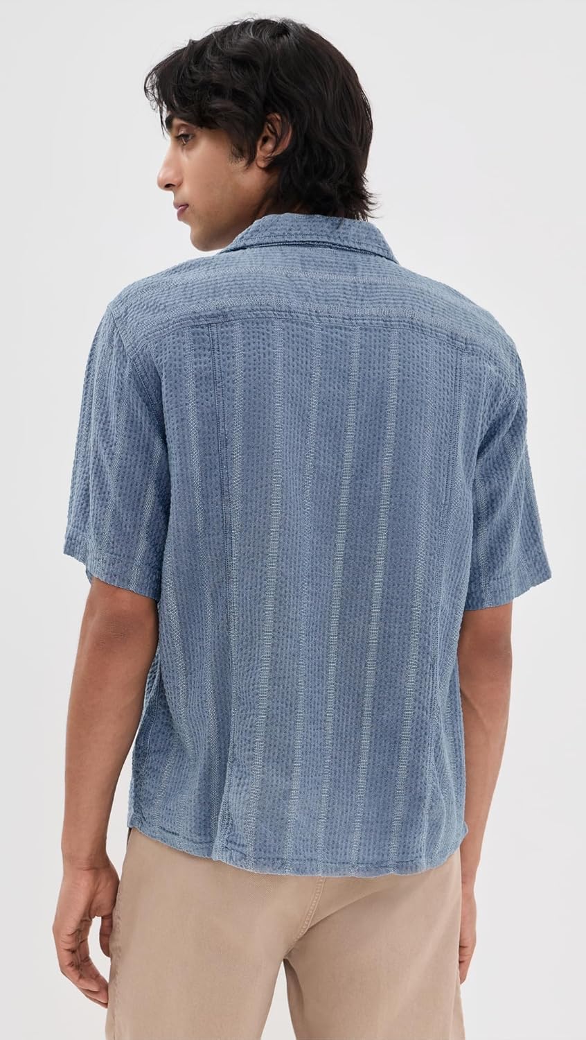 Corridor Men's Striped Seersucker Short Sleeve Shirt - Image 4