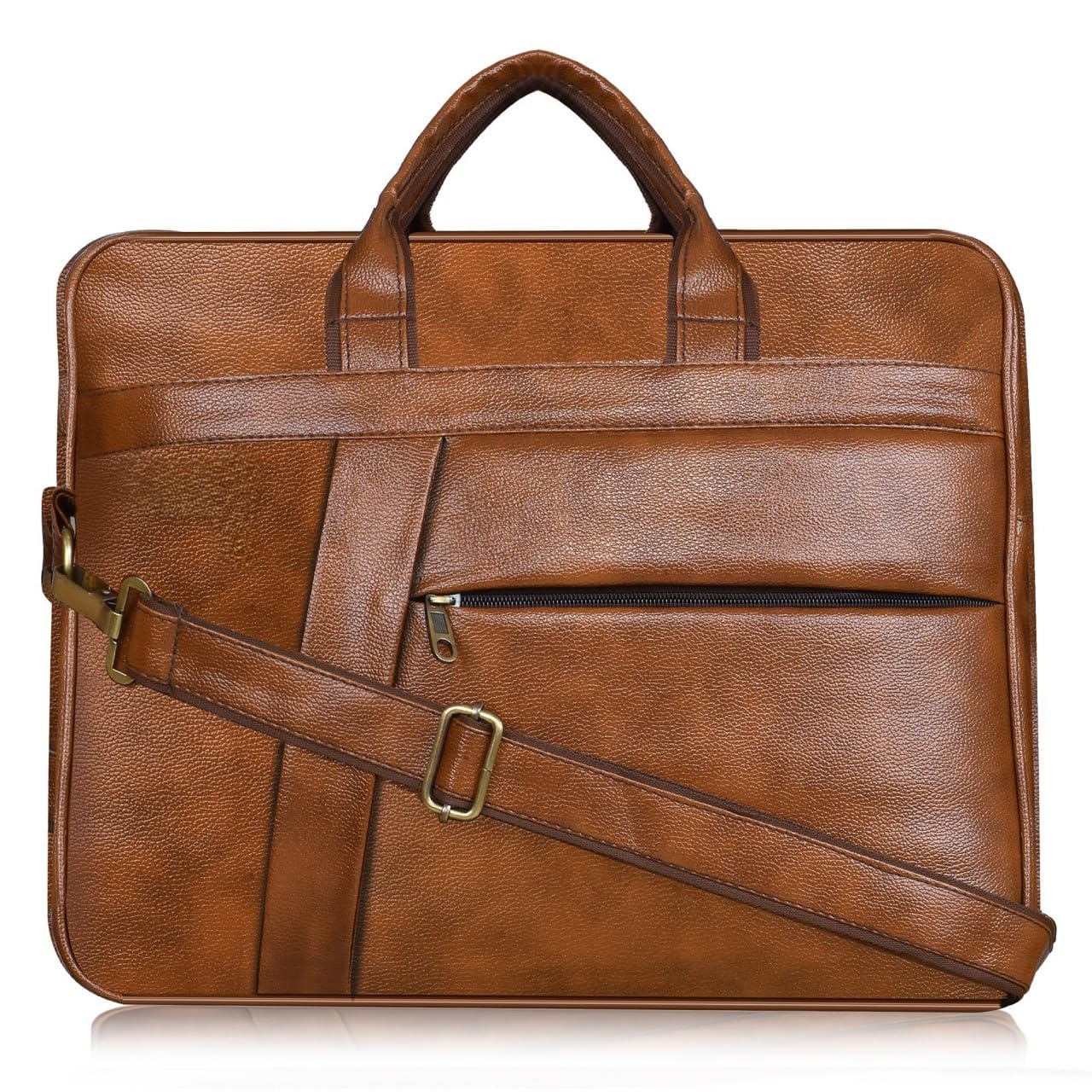 Leather Office Bag For Men - 16 Inch Waterproof Vintage Genuine Leather Waxed Canvas Briefcase Laptop Bag Rugged Satchel Shoulder Bag