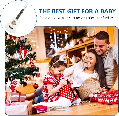 Miniatura 9 de Guitarra para niños de 21 pulgadas, mini acústica, instrumento musical de viaje, madera para niños principiantes (blanco)