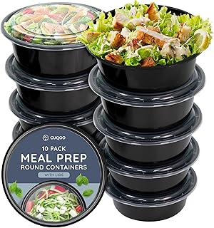 CUQOO 10 Pack Meal Prep Containers Round - Reusable BPA-Free