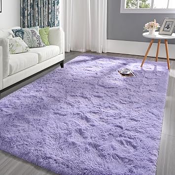 Pettop Fluffy Lavender Purple Rug for Bedroom Living Room, 5x8 Feet Super Soft Shaggy Plush Fuzzy Rugs for Girls Kids Boys, Non-Slip and Washable Rug for Nursery Classroom, Carpet for Rooms Decor