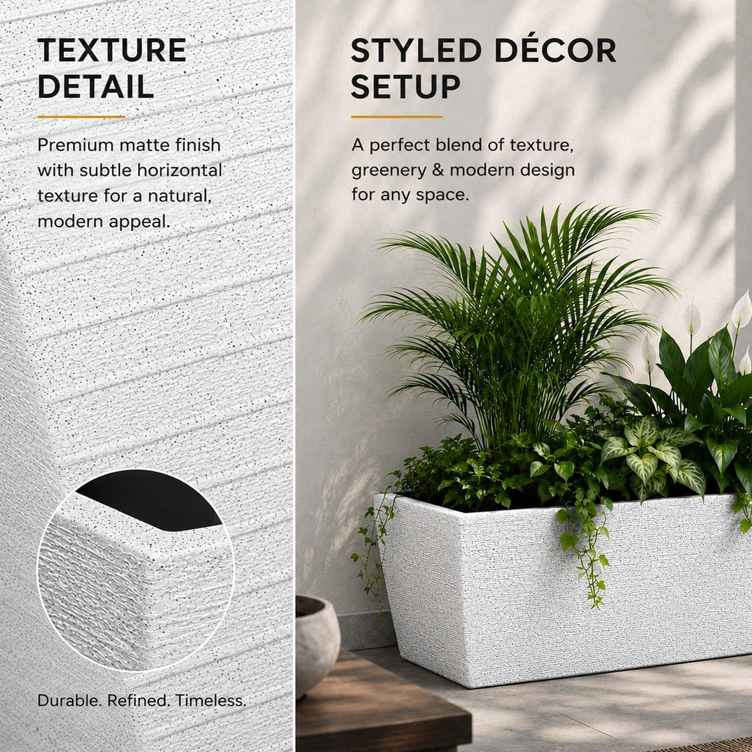 Go Hooked Leios Planter - Marble Rectangular Pot -6