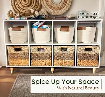 CHI AN HOME 11x11 Wicker Storage Cubes Storage Baskets For Shelves Set 4