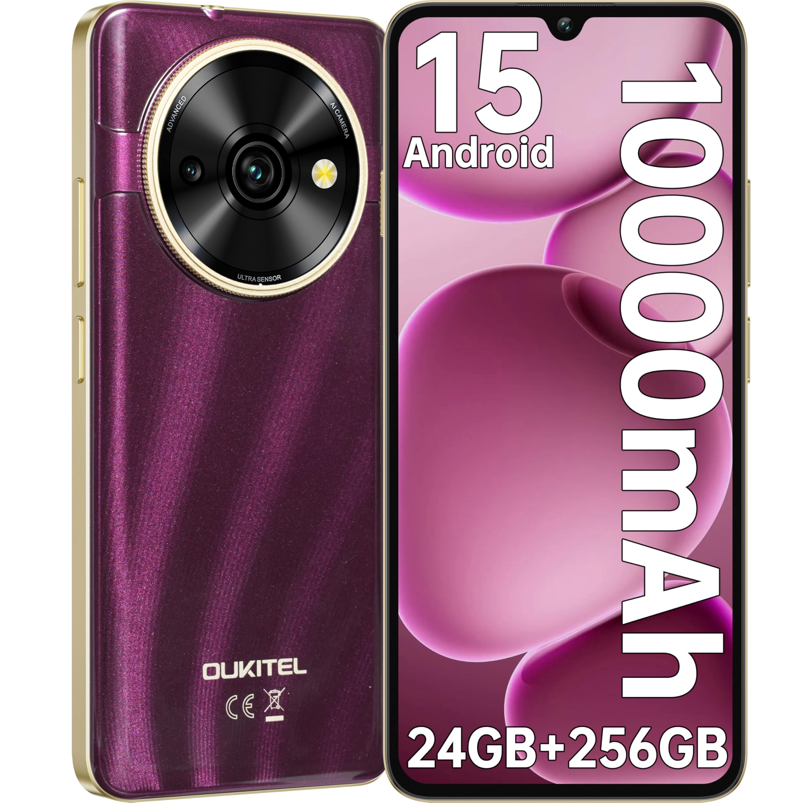 p*e様 OUKITEL C59 Pro スマホ 本体 OUKITEL C59 Pro Android15 Cep Telefonları - 10000mAh Büyük pil