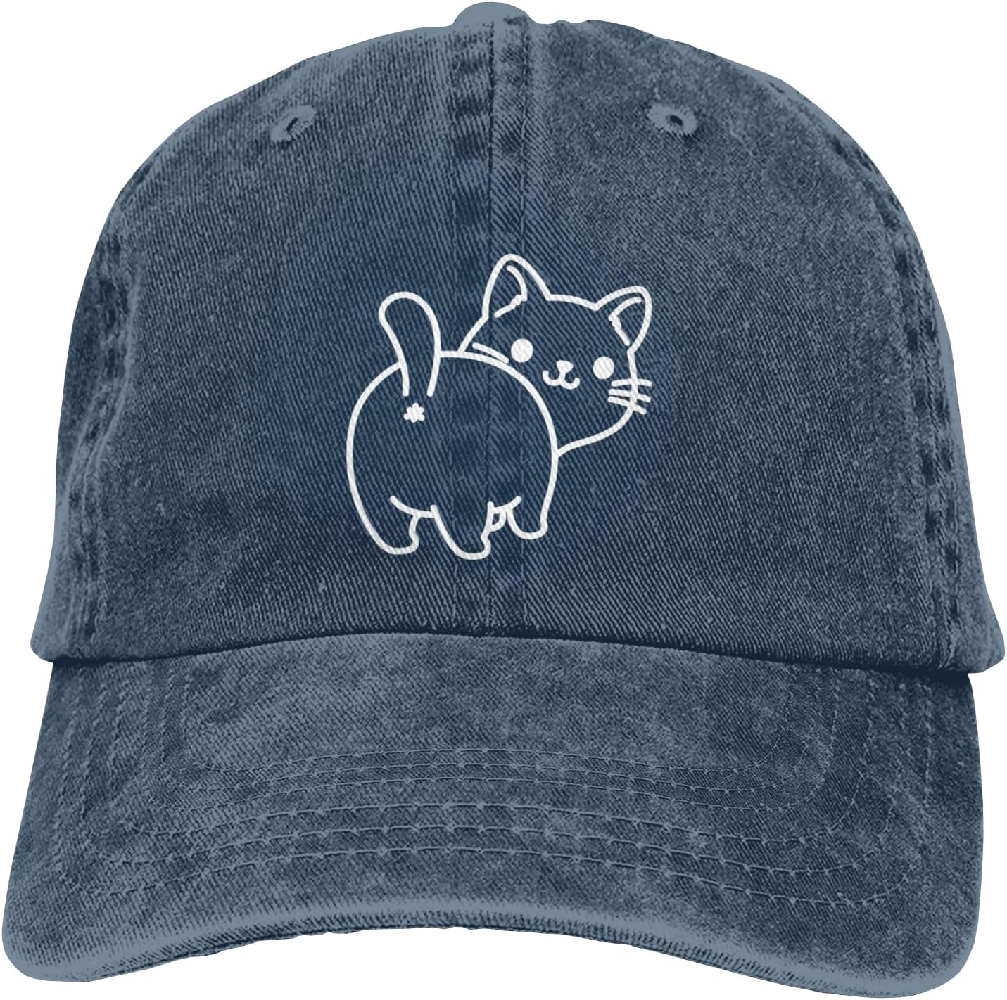 Women's Cute Cat Hat for Cat Lover, Vintage Distressed Adjustable Washed Baseball Cap for Men Women - Image 2
