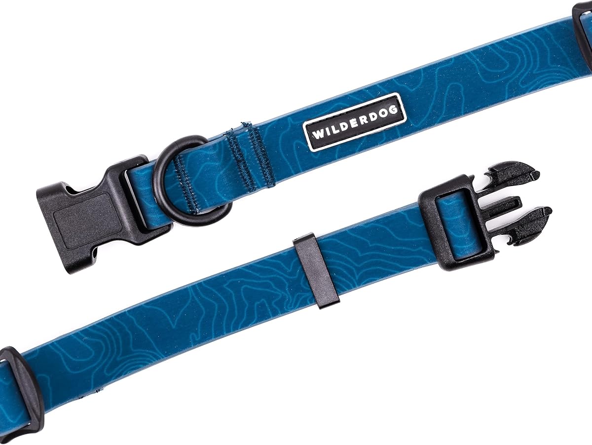 Wilderdog Collar impermeable para perros - Repele el agua y la suciedad - Grande 17"-24" - Azul Pacífico