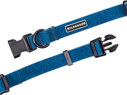 Wilderdog Collar impermeable para perro, repele el agua y la suciedad, mediano de 13 a 18 pulgadas, color azul pacífico
