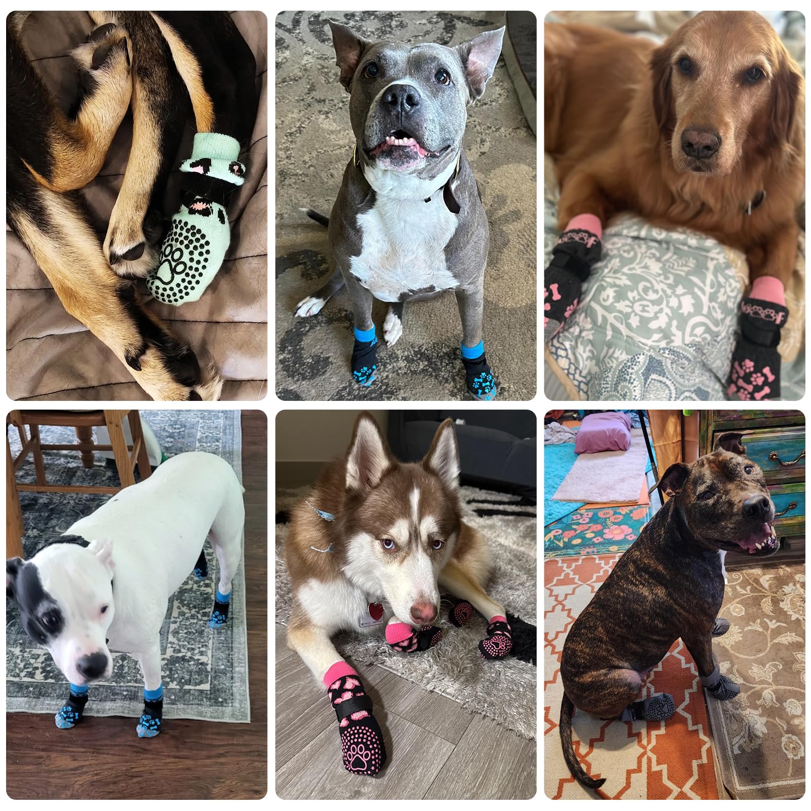 KOOLTAIL Dog Socks Shoes for Hot Pavement to Prevent Licking Paws, Winter Dog Boots&Paw Protector for Hardwood Floors Anti Slip,Traction Control Grip Booties for Small Medium Large Senior Dogs,Black M - image 7