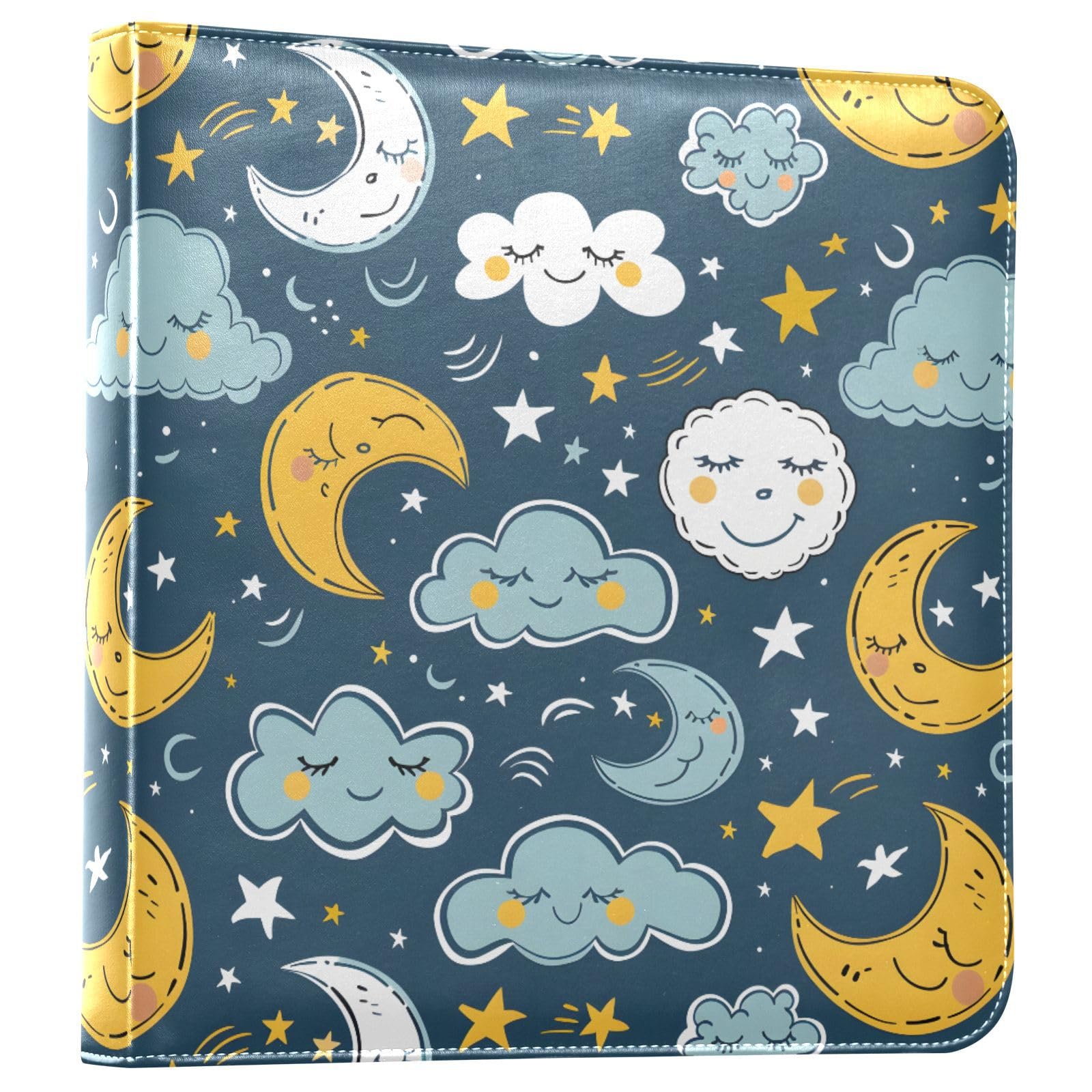 JIPONI Moon Movement Stars Large Photo Album, DIY Leather Cover Scrapbook Albums for 4x6 5x7 6x8 Pictures, Self Adhesive Memory Book for Wedding, Baby, Family