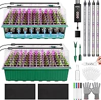 VYNALTIX 120 Cell Self-Watering Seed Starter Trays with LED Grow Lights - 2 Pack 60 Cells Kit, Humidity Domes, Tools for Indoor Gardening
