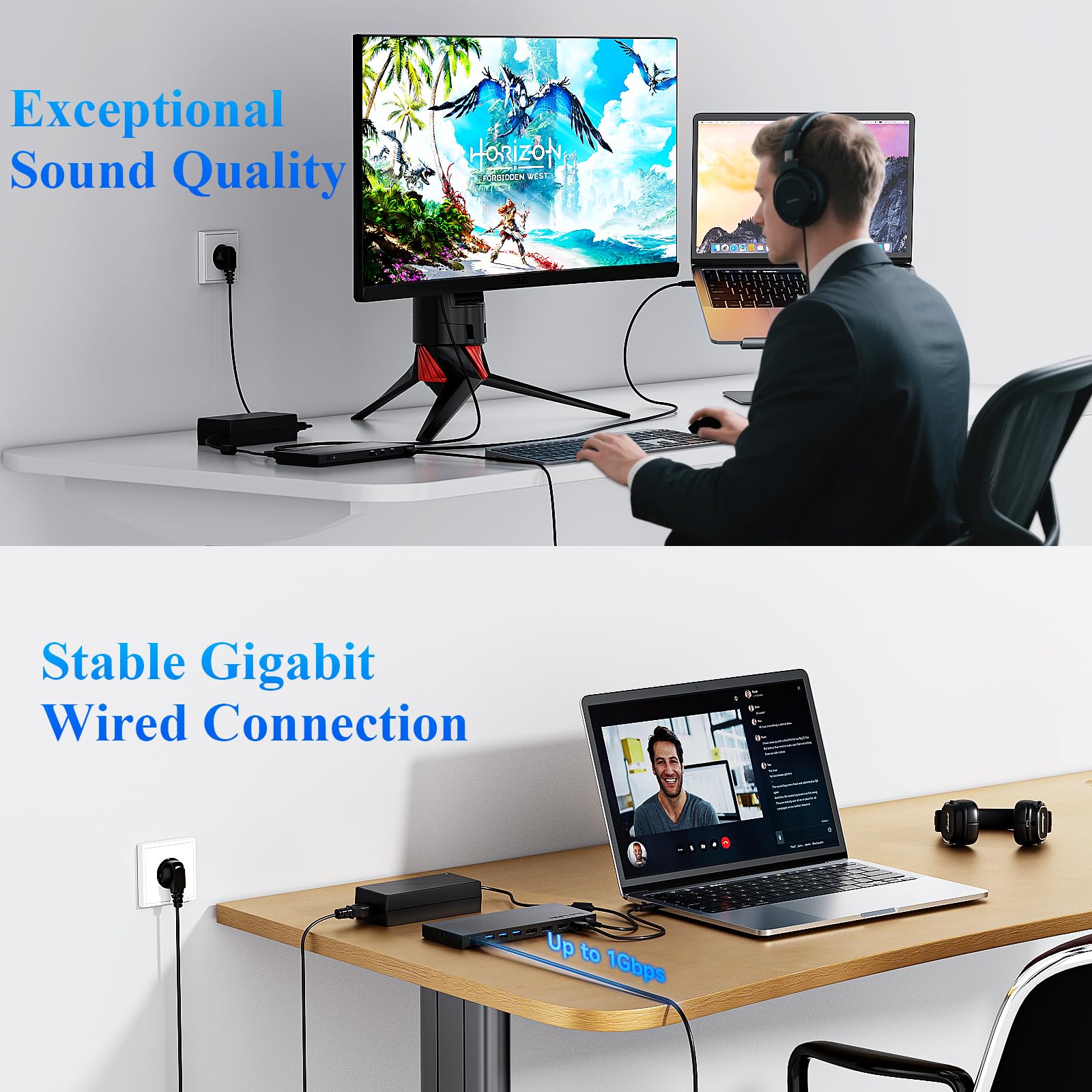 WAVLINK 12-IN-1 USB-C Docking Station, 100W Power Delivery, 2DP+HDMI, 4 USB-A, 2 10Gps USB-C Gigabit Ethernet, Triple Display Laptop Dock