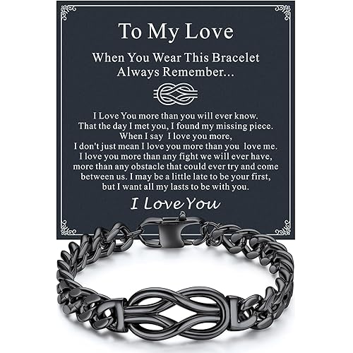 Richsteel Love Kont Bracelet Gift for Men Stainless Steel Infinity Bracelets Love Link Forever Promise Gifts for Father's Day Birthday Anniversary Christmas Valentines Wedding for Him