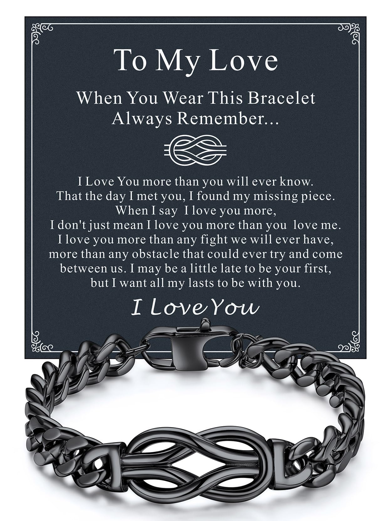 Richsteel Love Kont Bracelet Gift for Men Stainless Steel Infinity Bracelets Love Link Forever Promise Gifts for Father's Day Birthday Anniversary