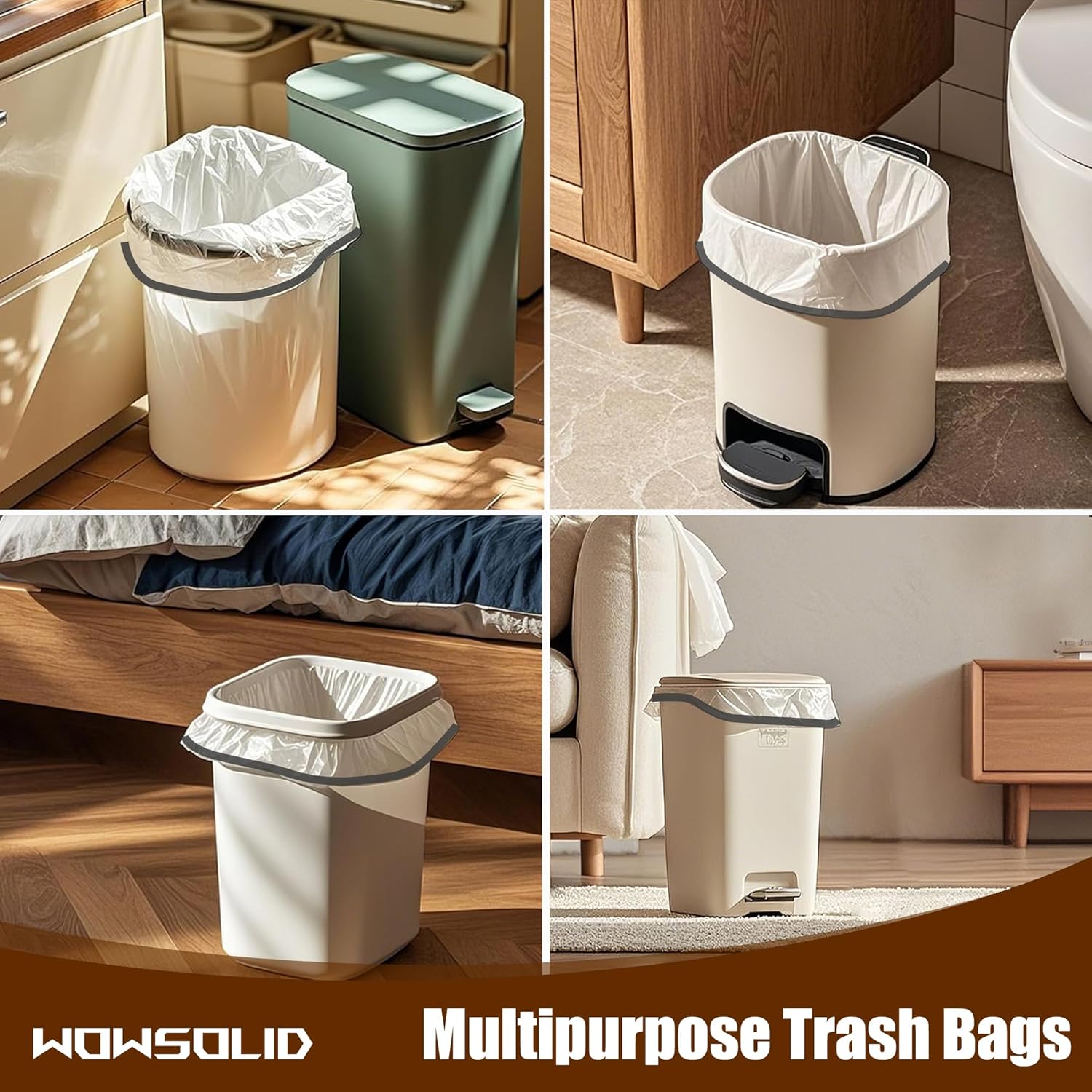 2.6 Gallon Mini Drawstring Trash Bags, 360 Count 1.2 Mil Thick Small Garbage Bags by WOWSOLID, Fit Liners 7.5-10 Liter, 2-3 Gal, Trash Can Bin for Bathroom, Kitchen, Bedroom, Office
