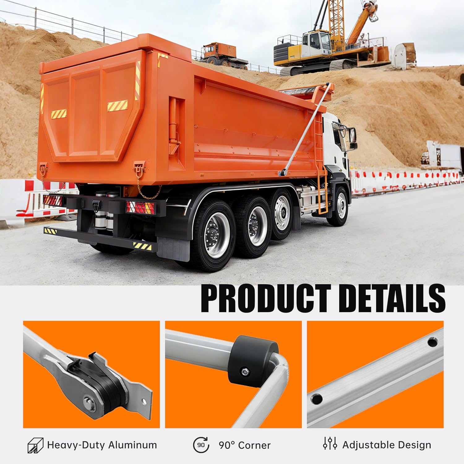 Aluminum Dump Truck Tarp Arm Complete Kit for Trailer, Truck 4 Spring Silvery Tarp Arm System Kit Fit up to 24' Bed(ARMS ONLY)