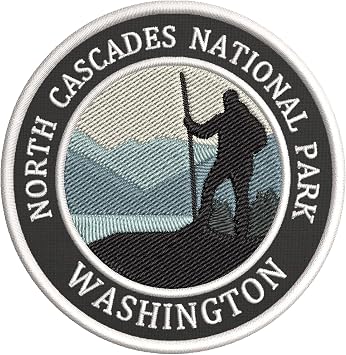 North Cascades National Park, Washington Mountain Hiker Embroidered Premium Patch DIY Iron-on or Sew-on Decorative Badge Emblem Vacation Souvenir Travel Gear Clothes Appliques Wildlife Explore Nature