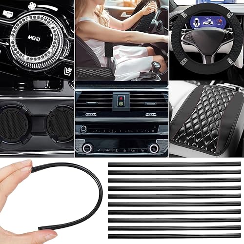 Miniatura 34 de BBTO - Set accesorios autos de mujeres, 43 piezas con brillo, protectores poliéster para asientos delanteros y traseros, funda volante, alfombrillas