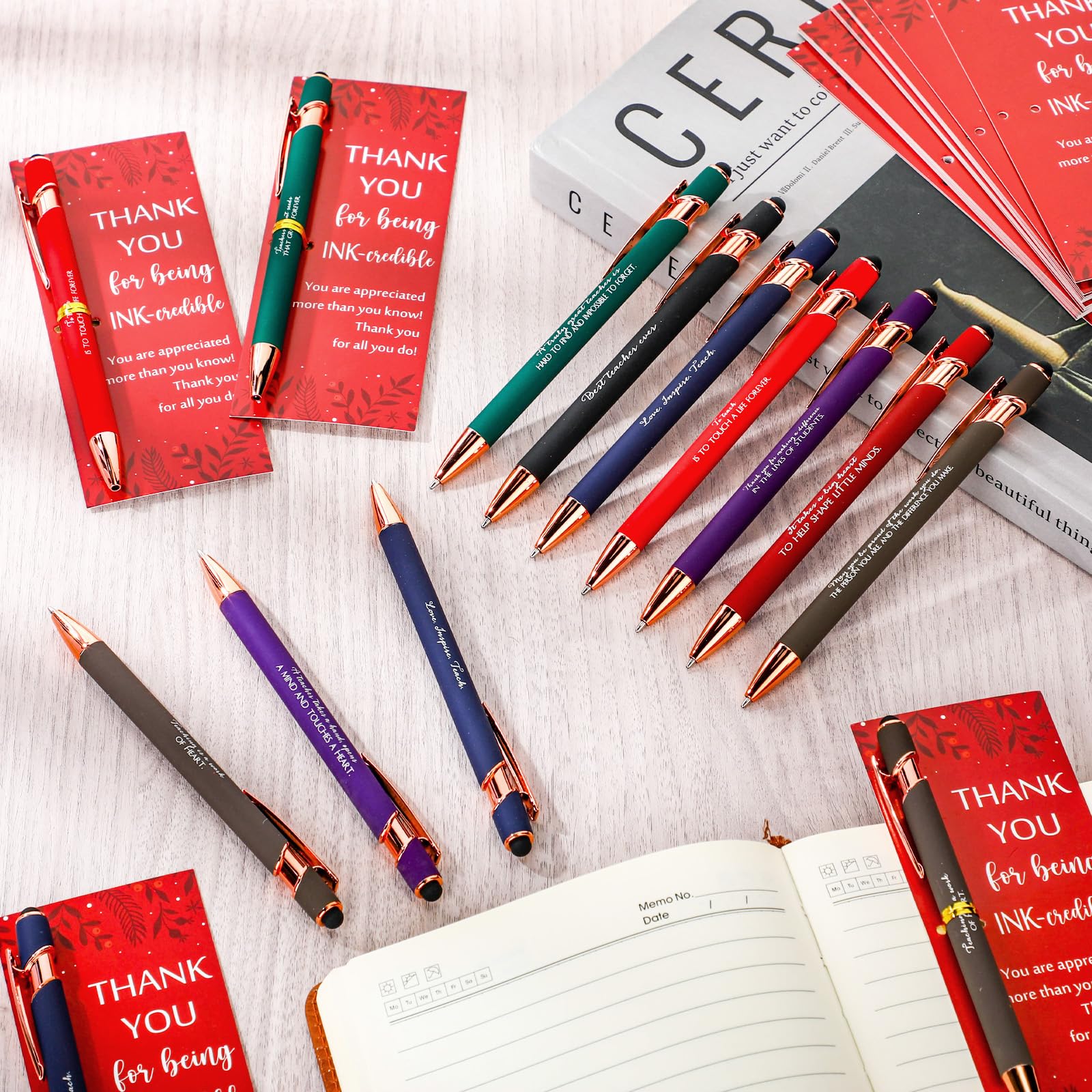 Bolígrafos Inspiradores 30 Unidades Set De 30 Bolígrafos Inspiradores Con Punta Capacitiva - Tinta Negra, Mensajes Motivadores, Para Pantallas Táctiles Regalo Original Para Oficina O Escuela