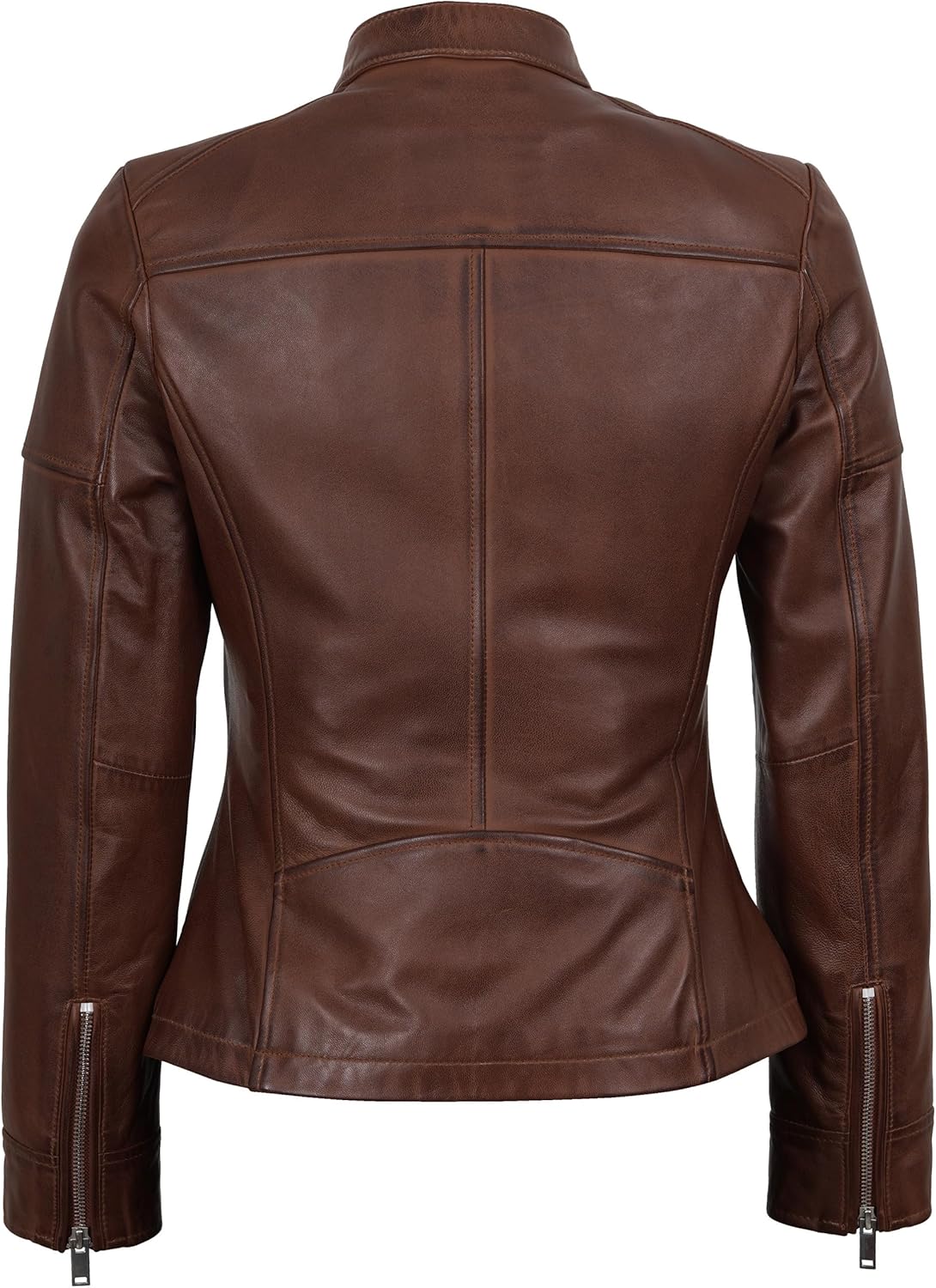 fjackets Real Lambskin Leather Jacket Women - Women's Stand Collar Style Leather Jackets Casual Fashion Womens Outerwear