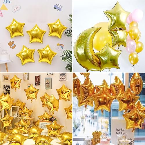 Miniatura 6 de 30 globos dorados con forma de estrella de 18 pulgadas en forma de estrella, globos de helio Mylar para decoración de mujeres, niñas, niños, día de