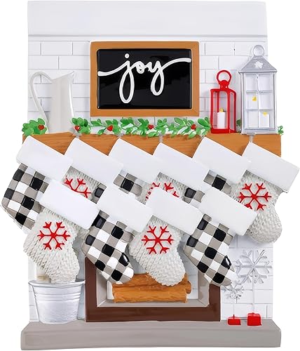 Miniatura 4 de Adorno de Navidad para chimenea 2024 Personalización rápida y gratuita las 24 horas Recuerdo de medias de Navidad con repisa familiar Decoración