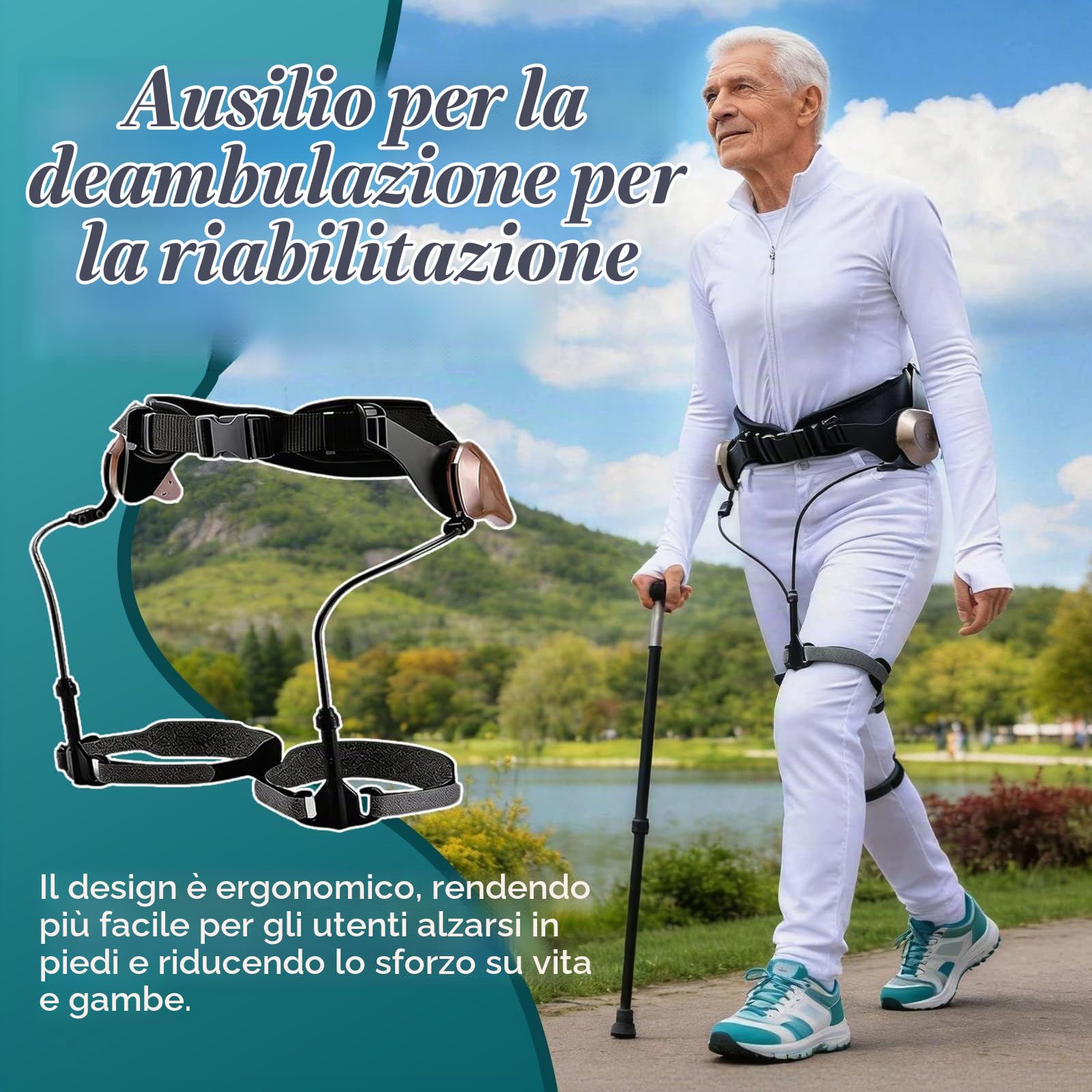 Assistenza Esoscheletrica Bionica per Camminare, Attrezzatura per L'allenamento Riabilitativo delle Gambe Deambulatore a 3 Livelli di Forza per L'assistenza Alla Mobilit, Lzquierda + Derecha