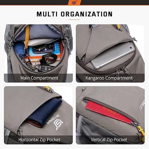 Miniatura 2 de SKYSPER Mochila cruzada - Mochila cruzada en el pecho, bolsa cruzada para viajes, senderismo, casual, mochila para mujeres y hombres, Khakigray
