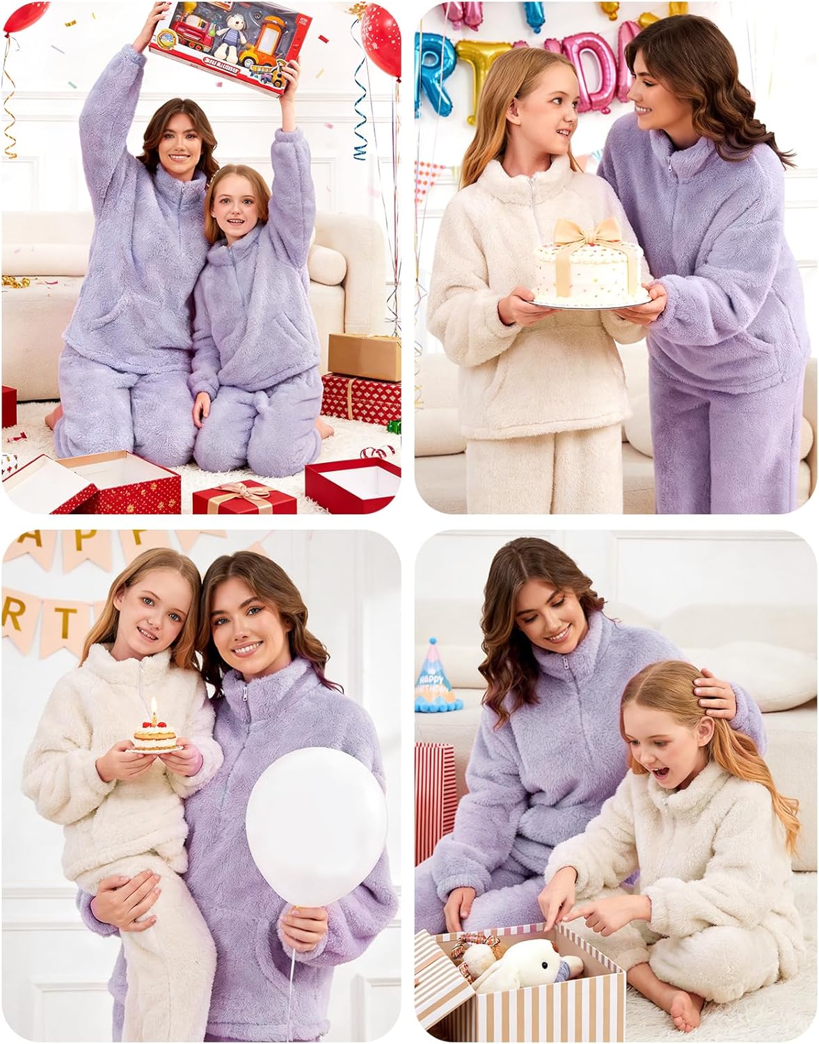 Yimoon Womens Fluffy Pajamas Set Warm Fleece Pjs Half Zip Pullover Pants 2 Piece Sleepwear Winter Fuzzy Loungewear - Image 7