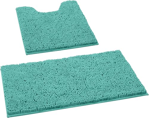 Miniatura 1 de HOMEIDEAS - Juego de tapetes para baño (2 piezas), de felpilla suave, absorbente, peluda, antideslizante, para baño, tina y ducha. Se pueden lavar a